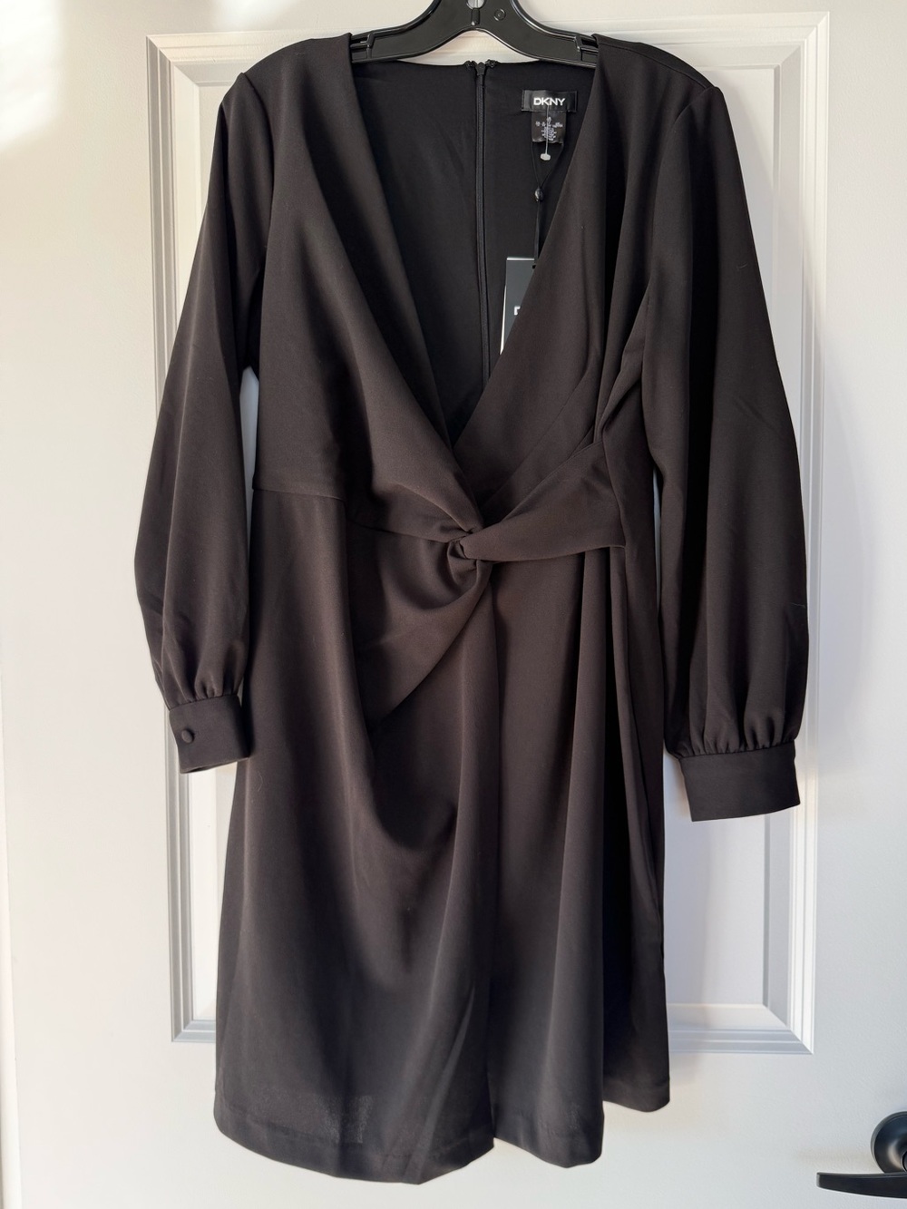 DKNY Black Twist-Knot Long-Sleeve Dress
